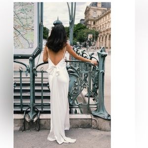 Meshki Kailey Detachable Train Bridal Wedding Satin Dress